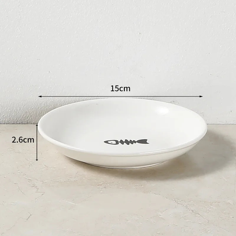 Nordic Style Pet Ceramic Bowl High Footed Cat Food Bowl Snack Can Head Plate Anti-neck Disease Anti-overturn Cat Food Basin