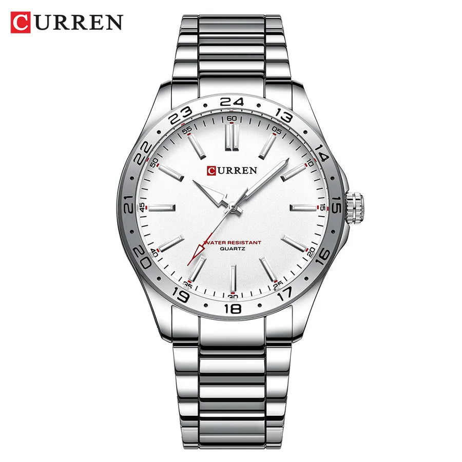 Business Color Block Single Folding Buckle Quartz Watch Men's Watches