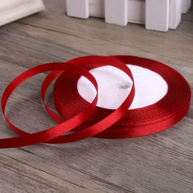6mm Wide Ribbon Red Ribbon Fabric Ribbon 6mm Packaging Woven Hair Ribbon Thin Ribbon Headwear Hair Accessories Gold Line Ribbon