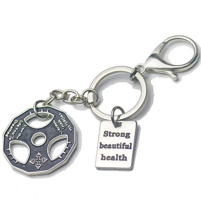 fashion creative fitness weight sheet keychain metal backpack buckle