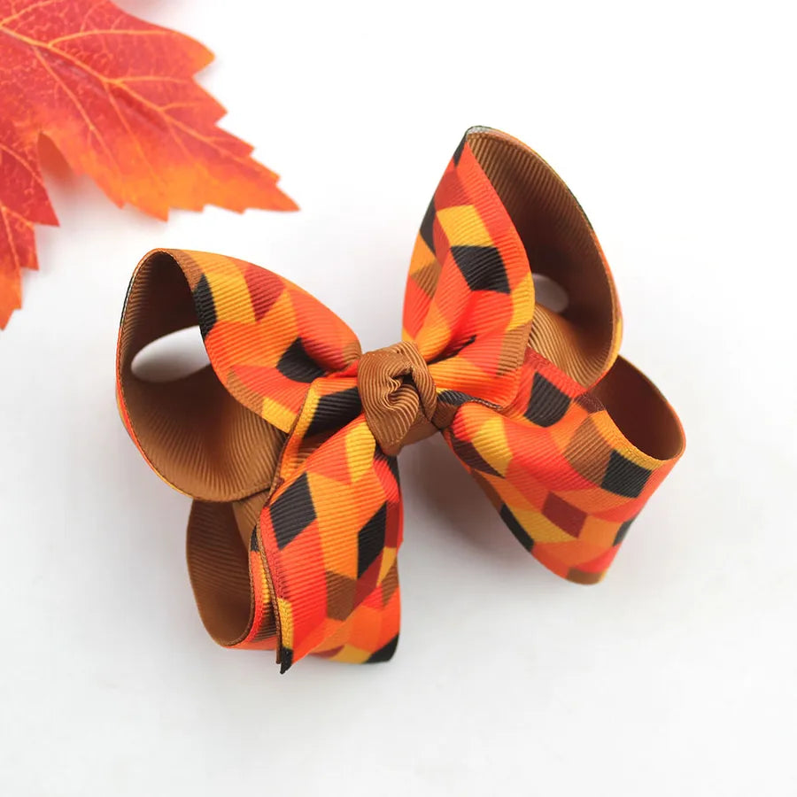 Halloween Thanksgiving Double Layer Bow Knot Pumpkin Ghost Themed Children's Hair Accessories Customizable Fall Season