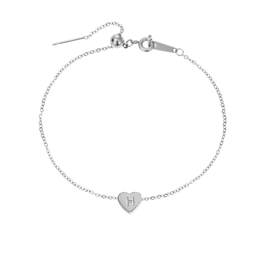 Wholesale Jewelry Beach Simple Style Commute Letter Heart Shape 304 Stainless Steel 14K Gold Plated Anklet
