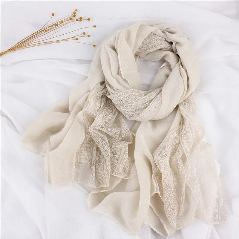 women's elegant solid color cotton scarf