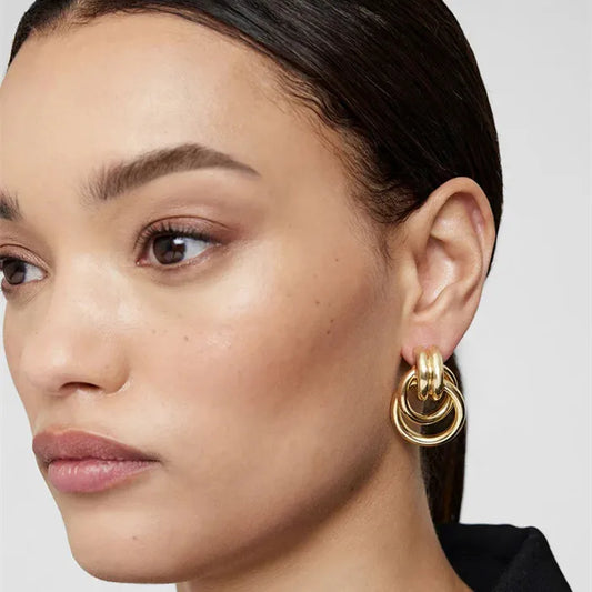 1 Pair Casual Elegant Lady Circle Plating 304 Stainless Steel Gold Plated Ear Studs