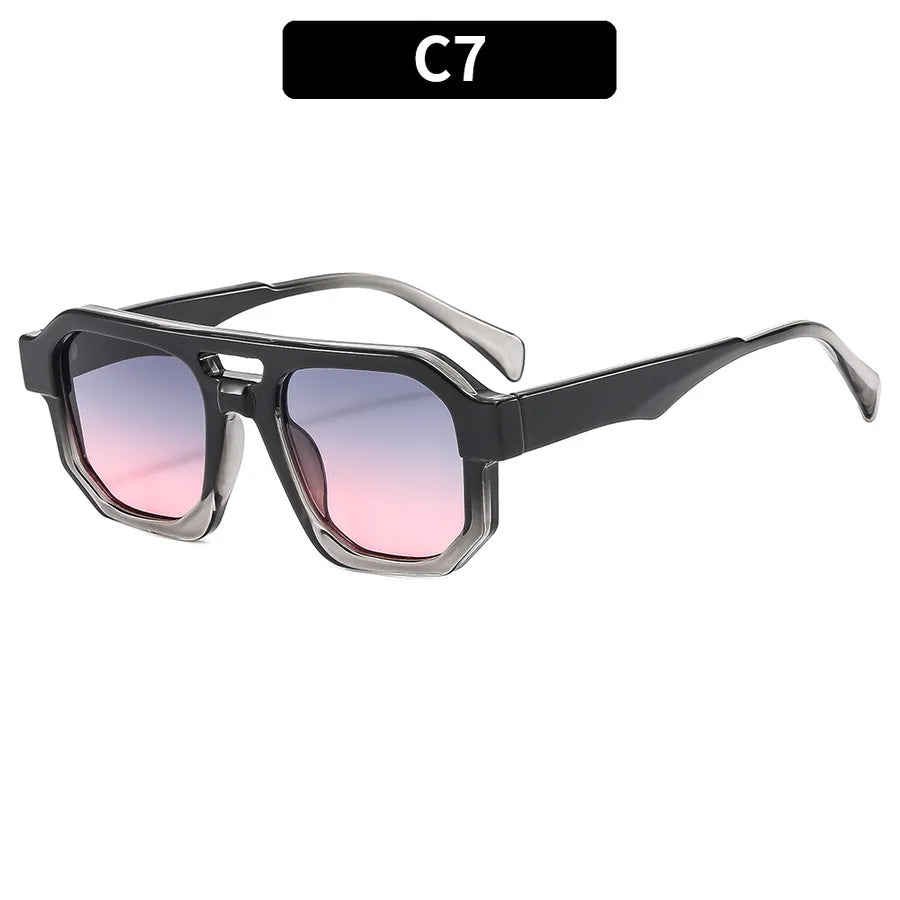 Casual Solid Color Ac Square Full Frame Men's Sunglasses