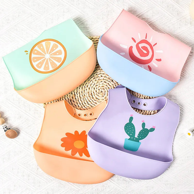 Casual Cute Cartoon Flower Silica Gel Burp Cloths Bib Baby Accessories