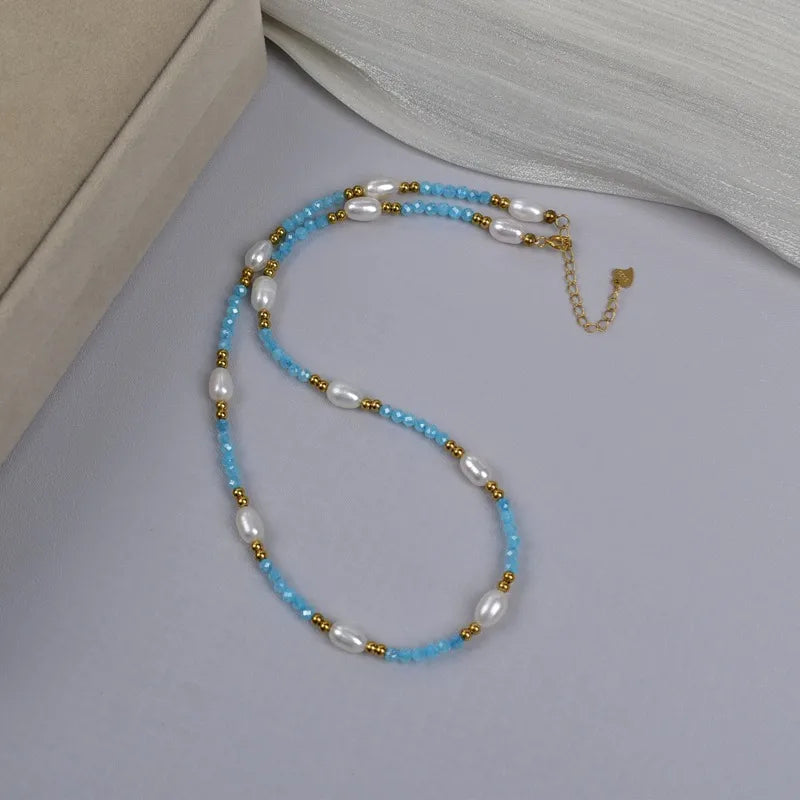 Natural Freshwater Pearl Necklace Collection For Women Elegant Simple Irregular Lockbone Chain Necklace Baroque Style