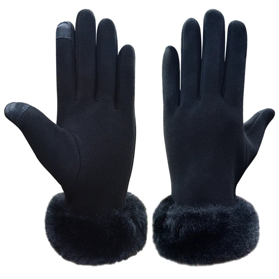 Women's Winter Fashion Touchscreen Gloves Warm Cycling Cold Proof Gloves Stylish Basic Design Polyester Fabric Hand Warmer