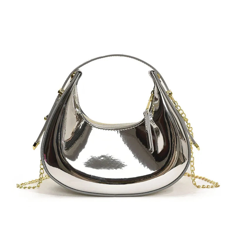 Women's Medium Pu Leather Solid Color Streetwear Sewing Thread Dumpling Shape Zipper Handbag Crossbody Bag