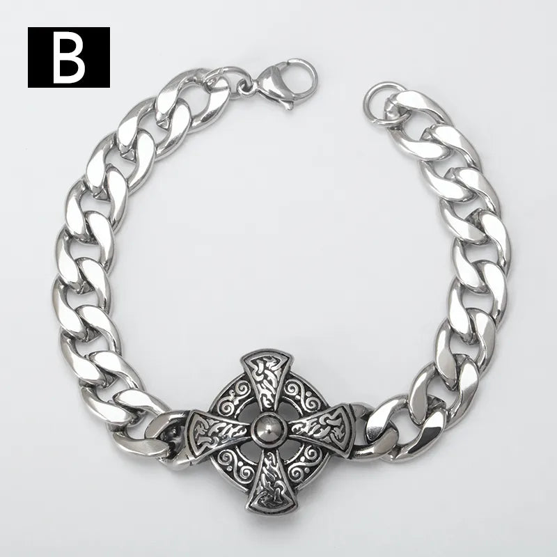 Hip-Hop Punk Classic Style Geometric Titanium Steel Unisex Bracelets Men Chain Bracelets