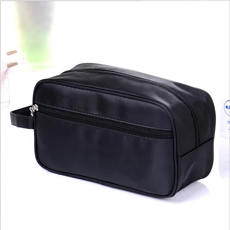 casual solid color pu leather nylon storage bag makeup bags