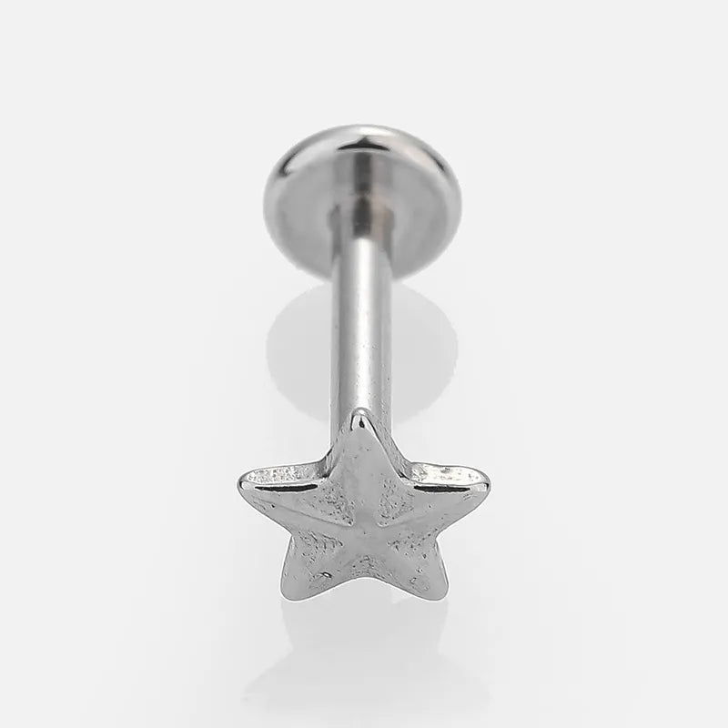 Simple Style Commute Palm Snowflake 316L Stainless Steel  Turquoise lip stud Ear Studs 1 Piece