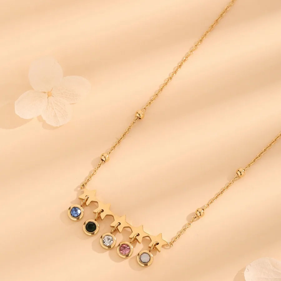 Wholesale Jewelry Vintage Style Simple Style Geometric 304 Stainless Steel 18K Gold Plated cable chain Pendant Necklace