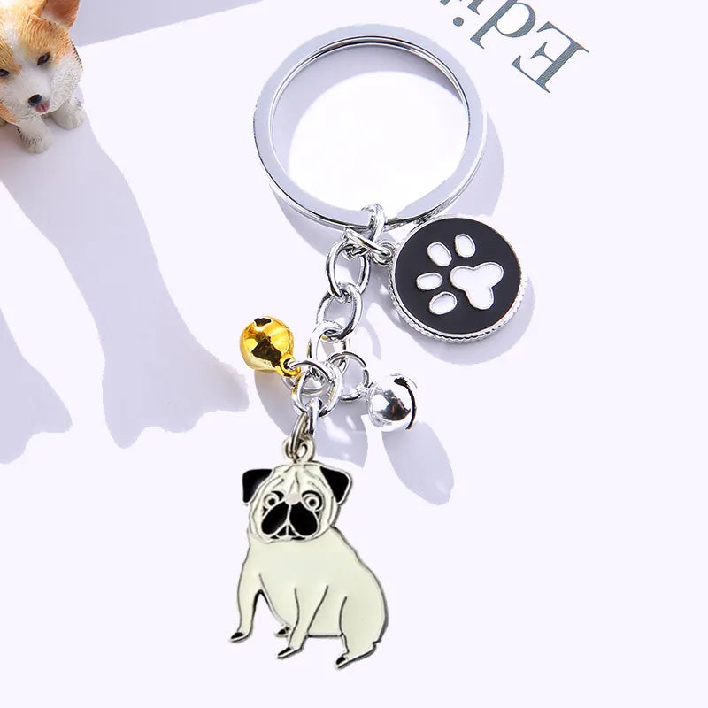 fashion dog metal unisex bag pendant keychain 1 piece