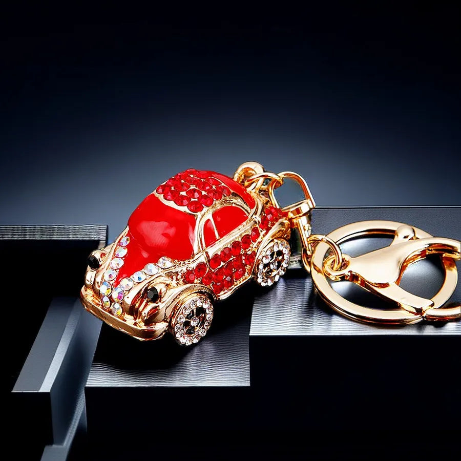 cute car metal diamond women's bag pendant keychain