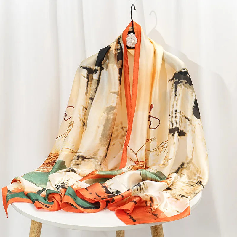 women's lady flower cloud brocade printing scarf