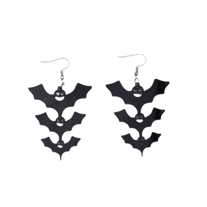 Fashionable Minimalist Halloween Bat Earrings Acrylic Geometric Pattern Spray Painted Unique Drop Earrings Women's Jewelry