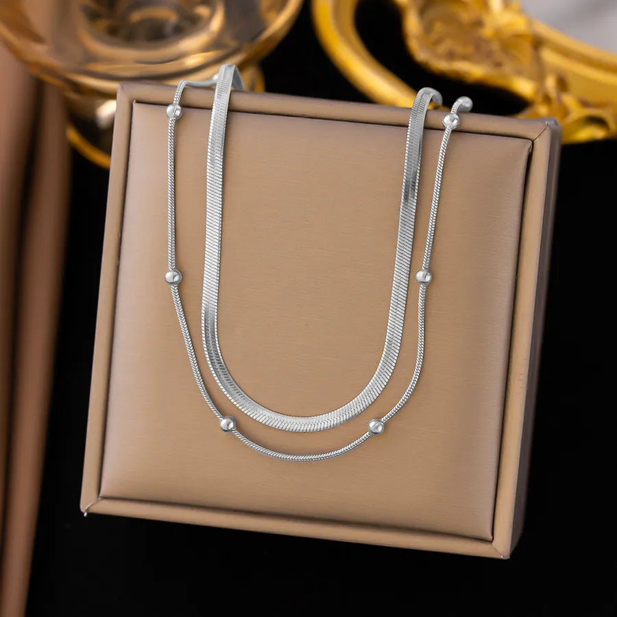 Wholesale Jewelry Elegant Sweet Geometric Heart Shape 304 Stainless Steel Round Plating ball chain cable chain Bracelets Necklace