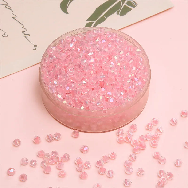 4mm Facet Rainbow Rhombus Crystal Beads Glass DIY Handmade Loose Beads Material Jewelry Accessories Ornament Making Kit