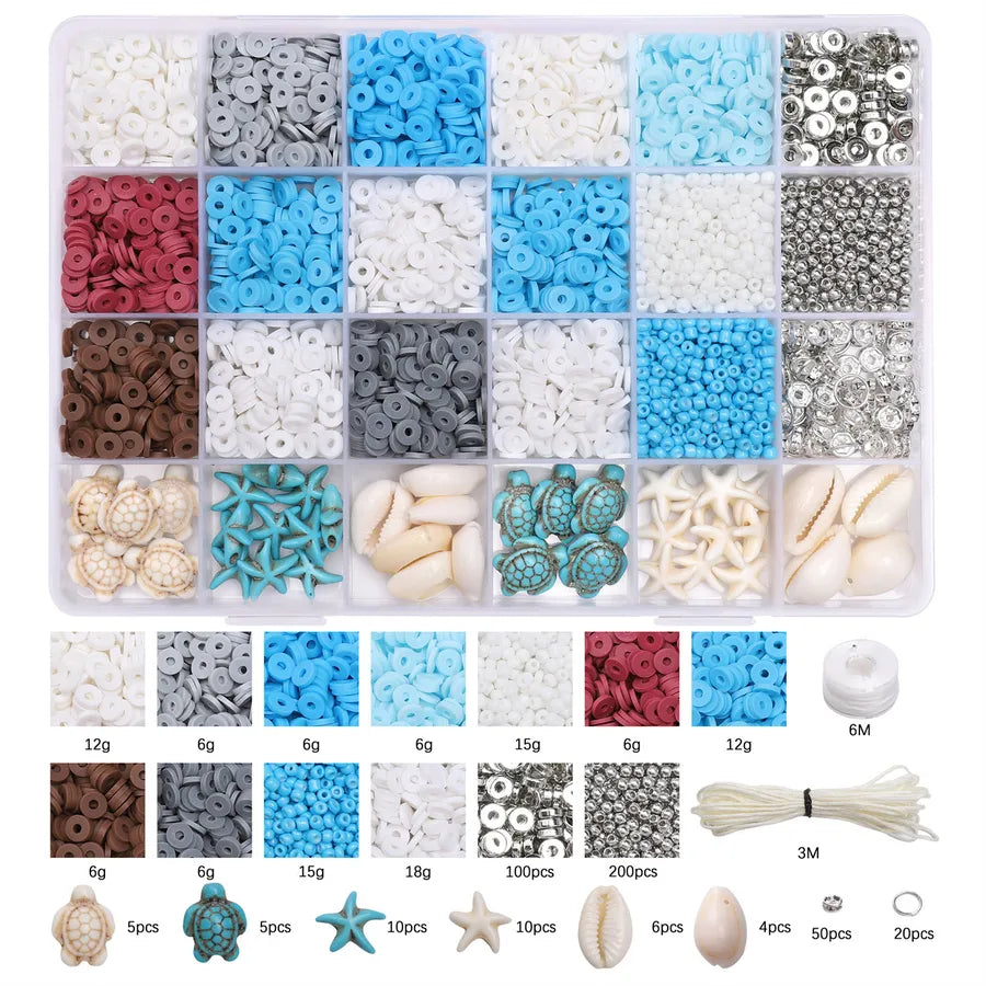 Summer Dream Ocean Style DIY Handmade Shell Series Jewelry Kit Bracelet Necklace Craft Materials Acrylic Round Shape Simple Design