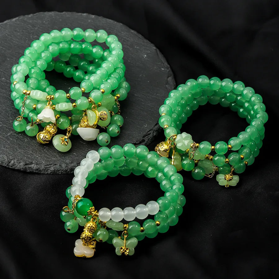 Elegant Classical Four Leaf Clover Butterfly Alloy Glass Beaded Bracelets Wholesale