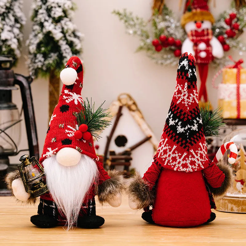 Christmas Decorations Knitted Ball Tassel Capless Dolls American Style No Face Dolls Christmas Tree Ornaments Gifts