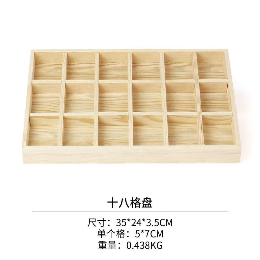New Solid Wood Jewelry Storage Plate Bracelet Display Props Grid Empty Plate Storage Simple Style Wooden Material Jewelry Box