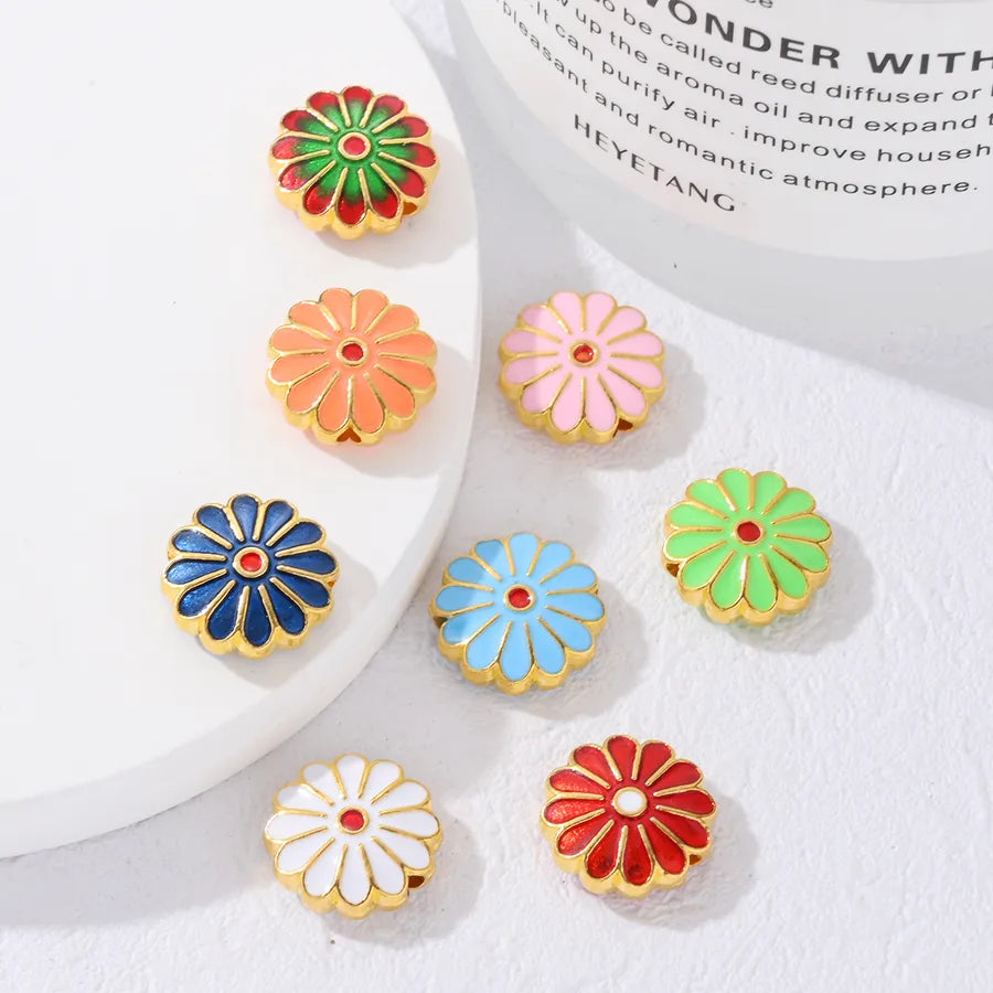 3 Pieces 11*11mm Hole Under 1mm Alloy Flower Beads