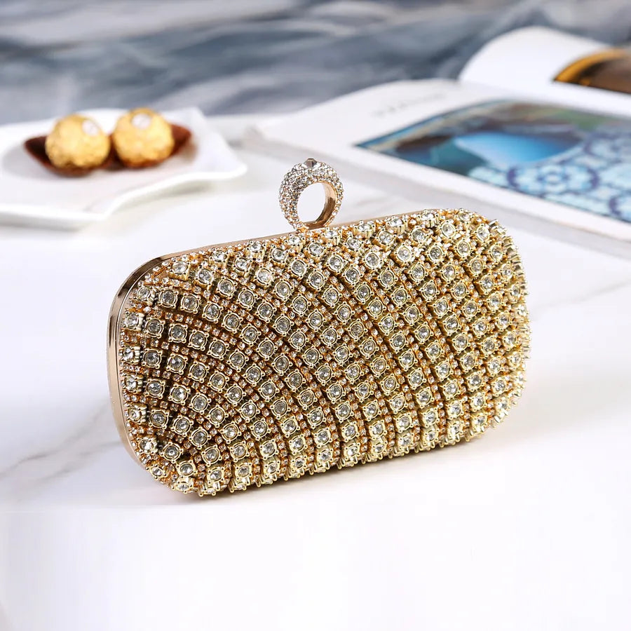 Metal Geometric Diamond Oval Evening Bags