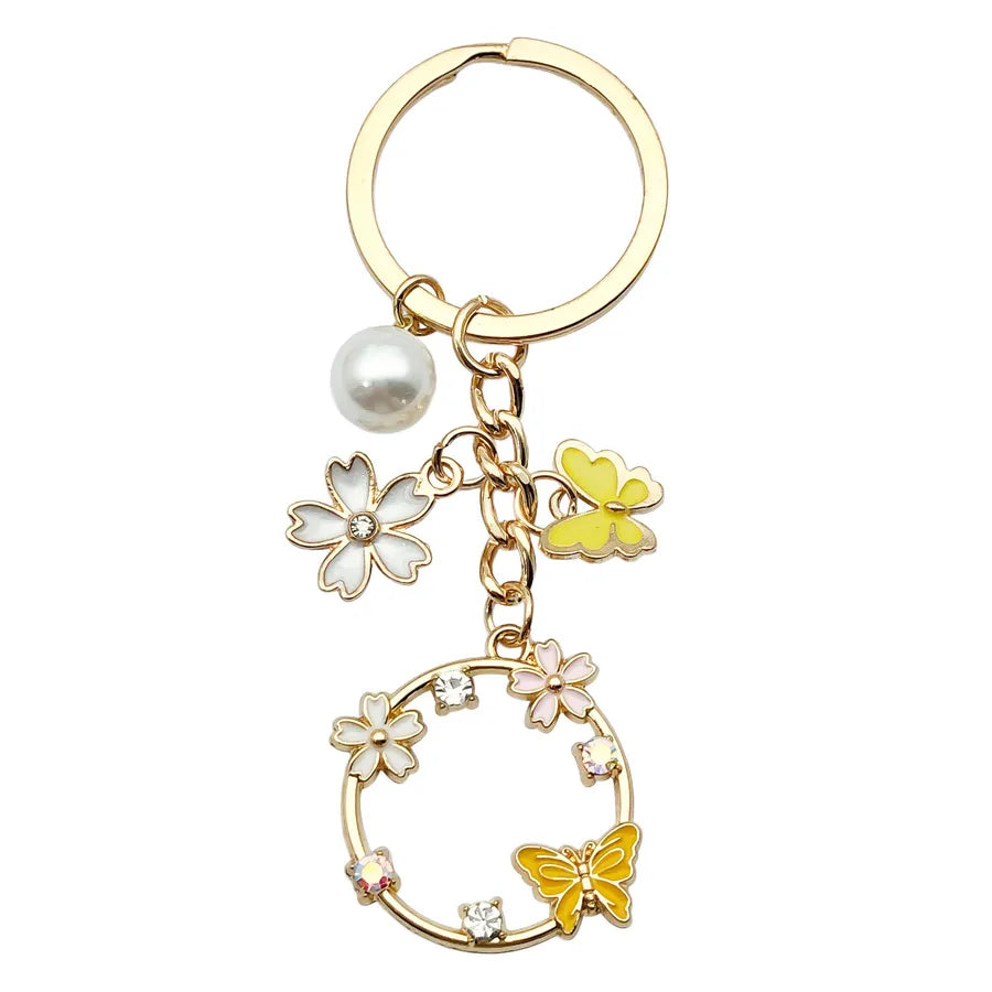 Cute Sweet Heart Shape Butterfly Alloy Enamel Bag Pendant Keychain