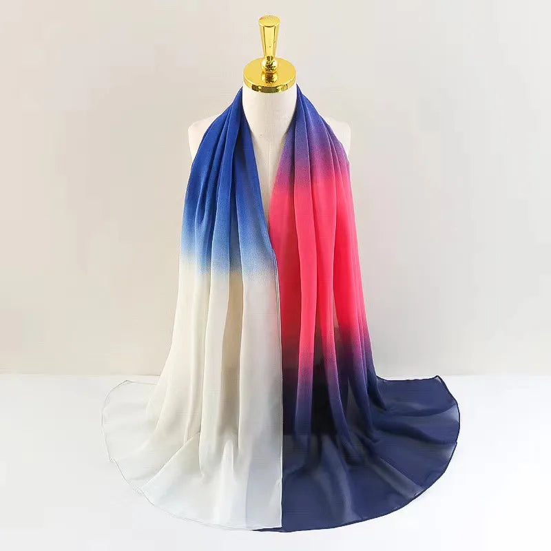 women's casual solid color chiffon printing scarf kerchief