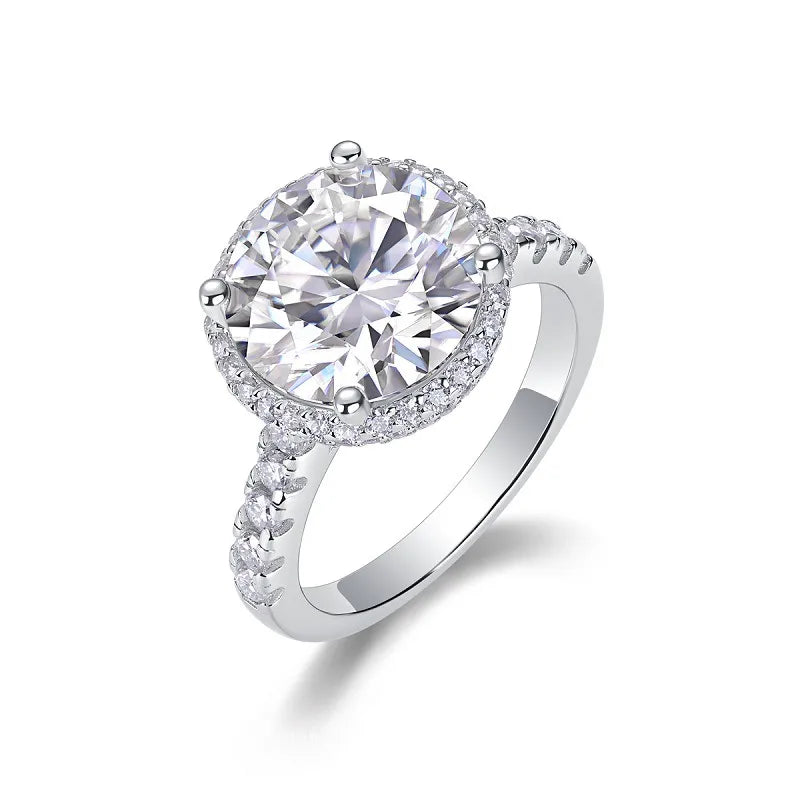 Moissanite 925 Sterling Silver Rings GRA Certificate Geometric Rings
