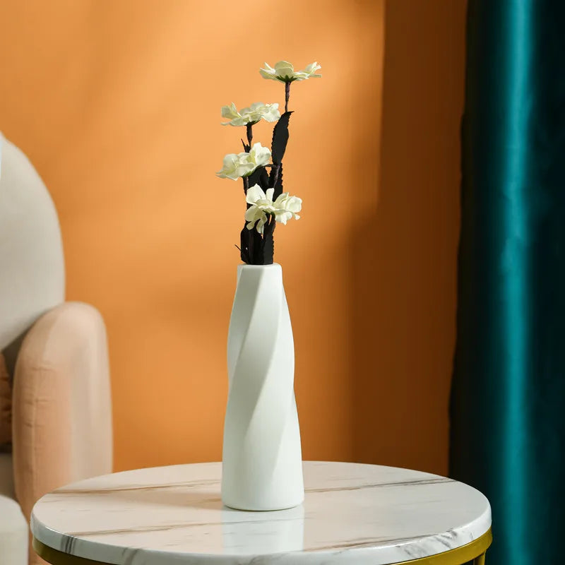 Imitation Ceramic Vase Nordic Plastic Vase Morandi Living Room Ornaments Vase Hydroponic Creative Vase Wholesale