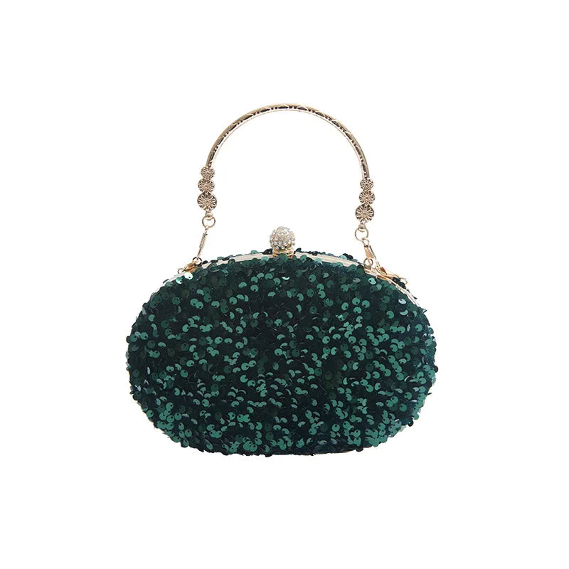 Style One Gold Style One Color Style 1 green Sequin Geometric Sequins Oval Shell Evening Bags