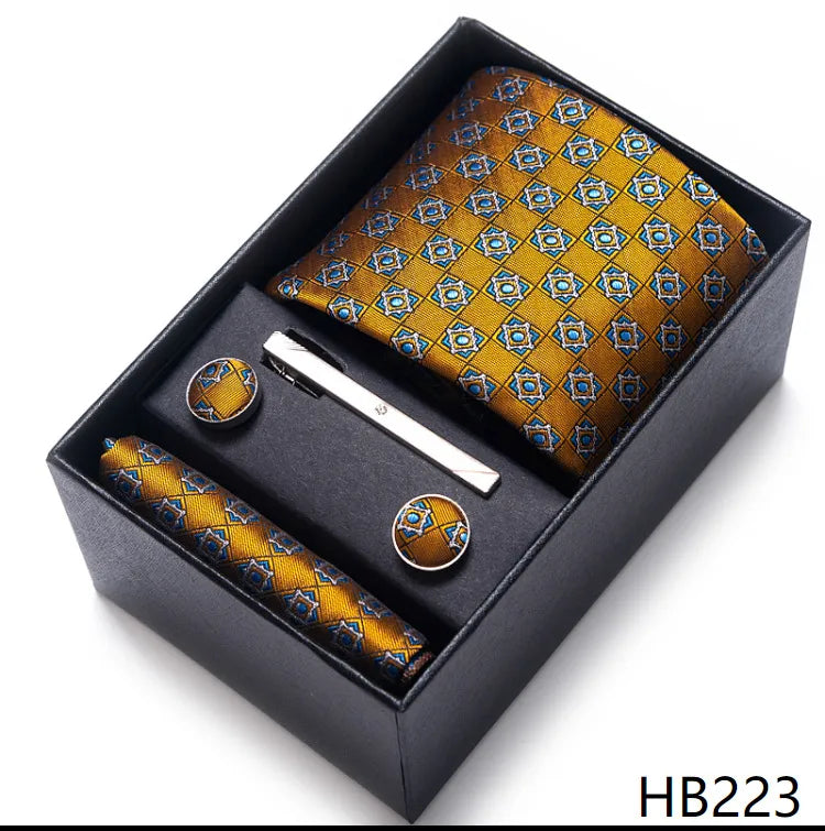 simple style geometric solid color polyester yarn men's cufflinks lavalier tie