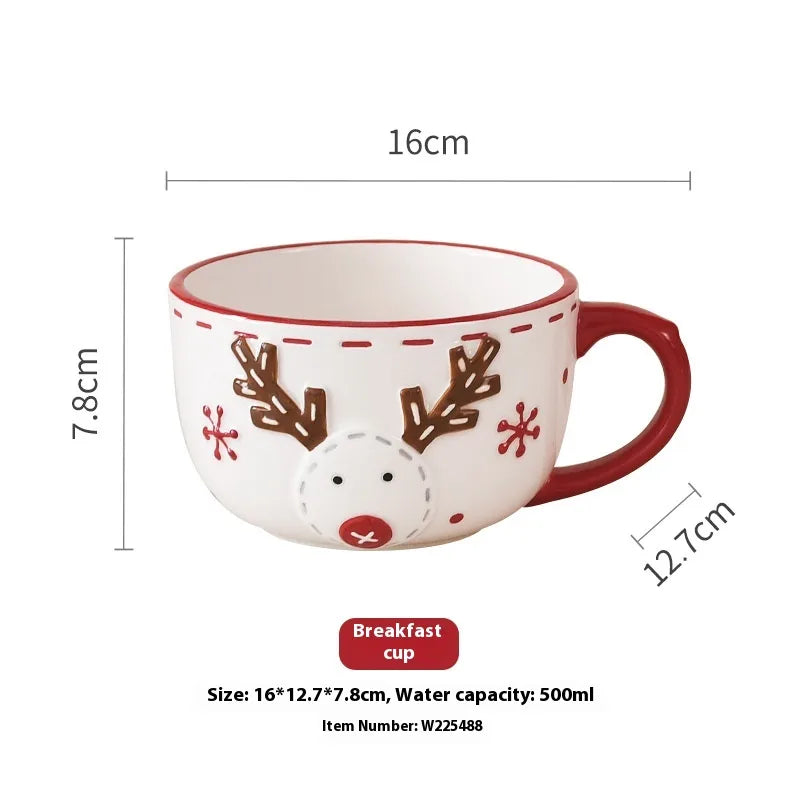 Nordic Santa Claus Ceramic Cup Office Home Water Cup Mugs Dining Breakfast High Cup Soup Cup Engraving Design Christmas Theme