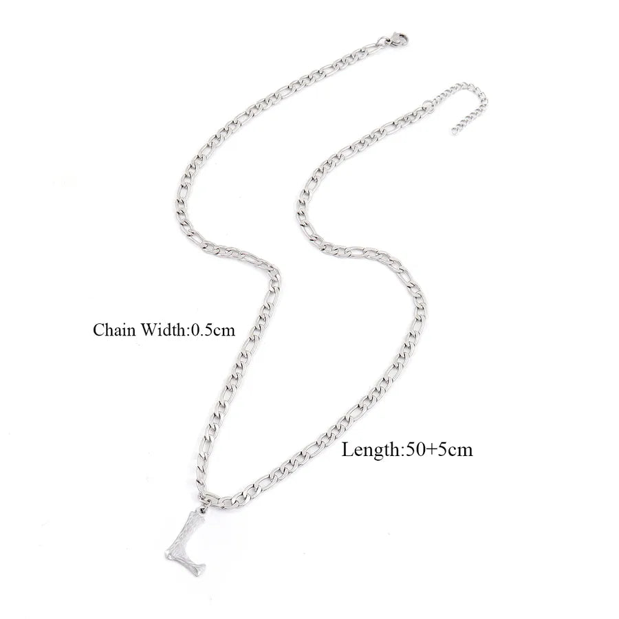Wholesale Jewelry Retro Simple Style Letter 201 Stainless Steel 304 Stainless Steel Pendant Necklace figaro chain