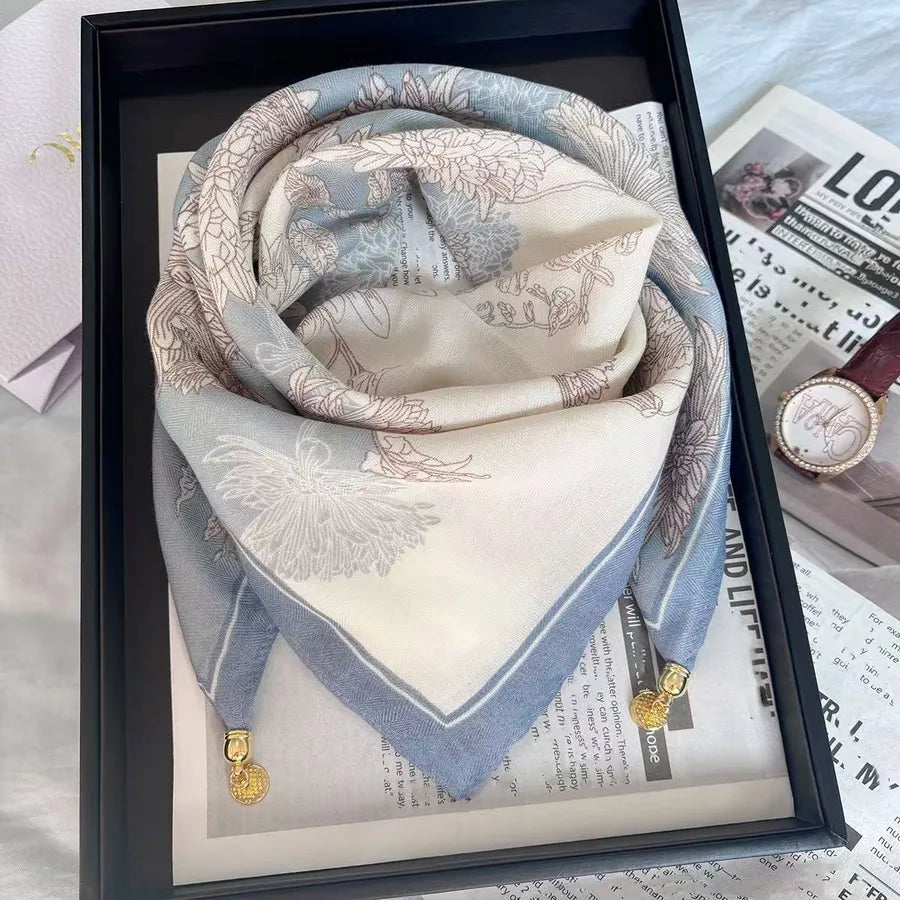 Women's Simple Style Color Block cotton and linen Silk Scarf