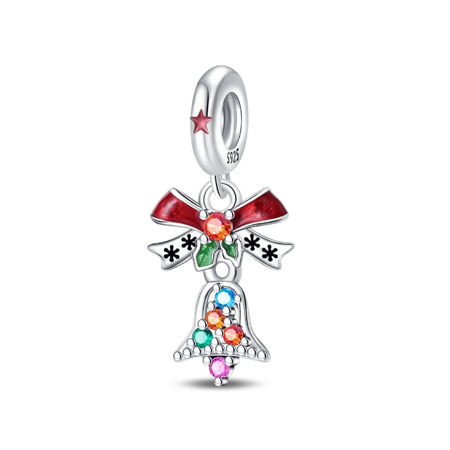 Charming Bead Pendant 925 Pure Silver Christmas Tree Bell Socks Snowflake Bracelet Accessories Attractive Jewelry Parts