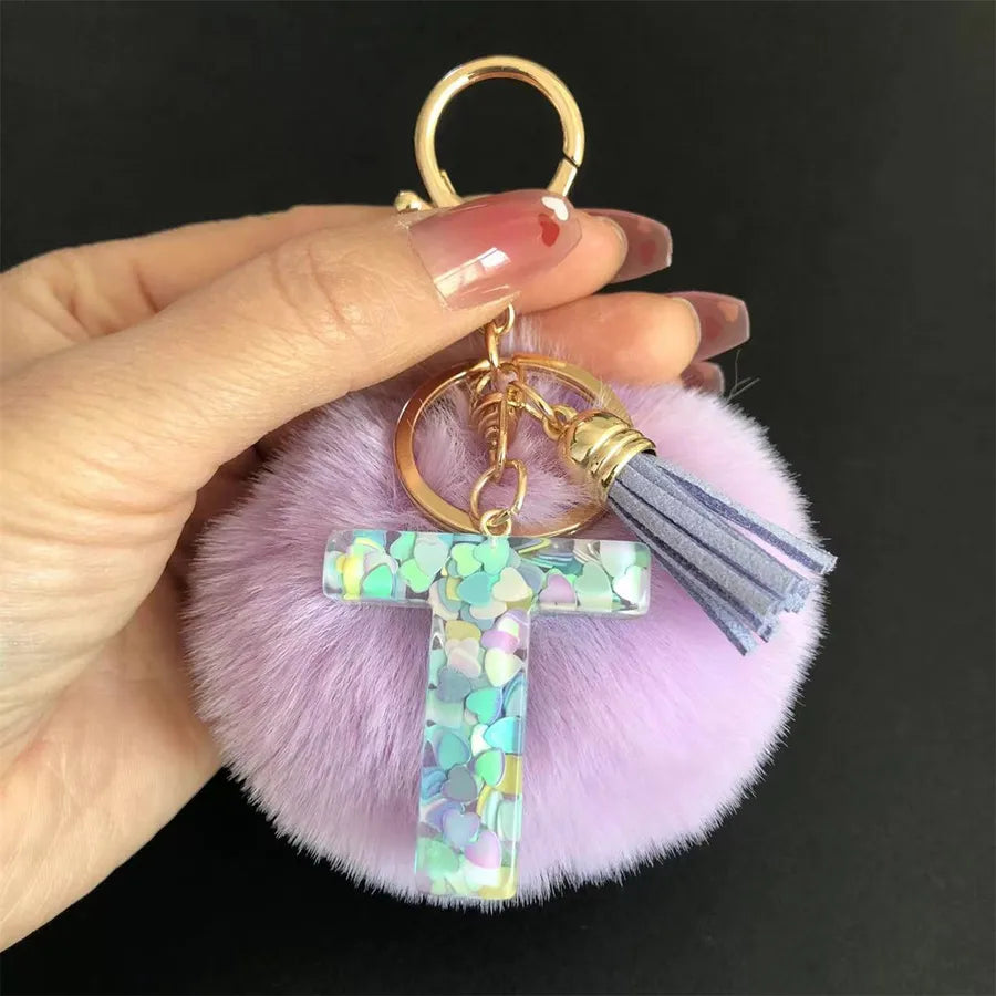 Cute Simple Style Letter Hairball Resin Unisex Bag Pendant Keychain