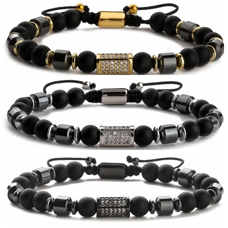 basic classic style geometric stone copper inlay zircon unisex bracelets