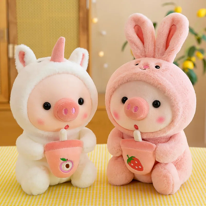 Cute holding bottle pig doll plush toy little Tiger Rag doll Christmas doll grasping machine wholesale