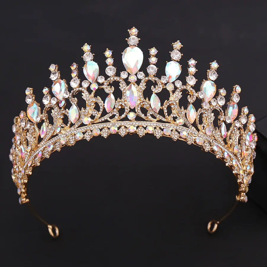 H1349  Bestselling Forest System Hair Accessories Headband Leaf Embedded Crystal Baroque Wedding Bride Vintage Crown