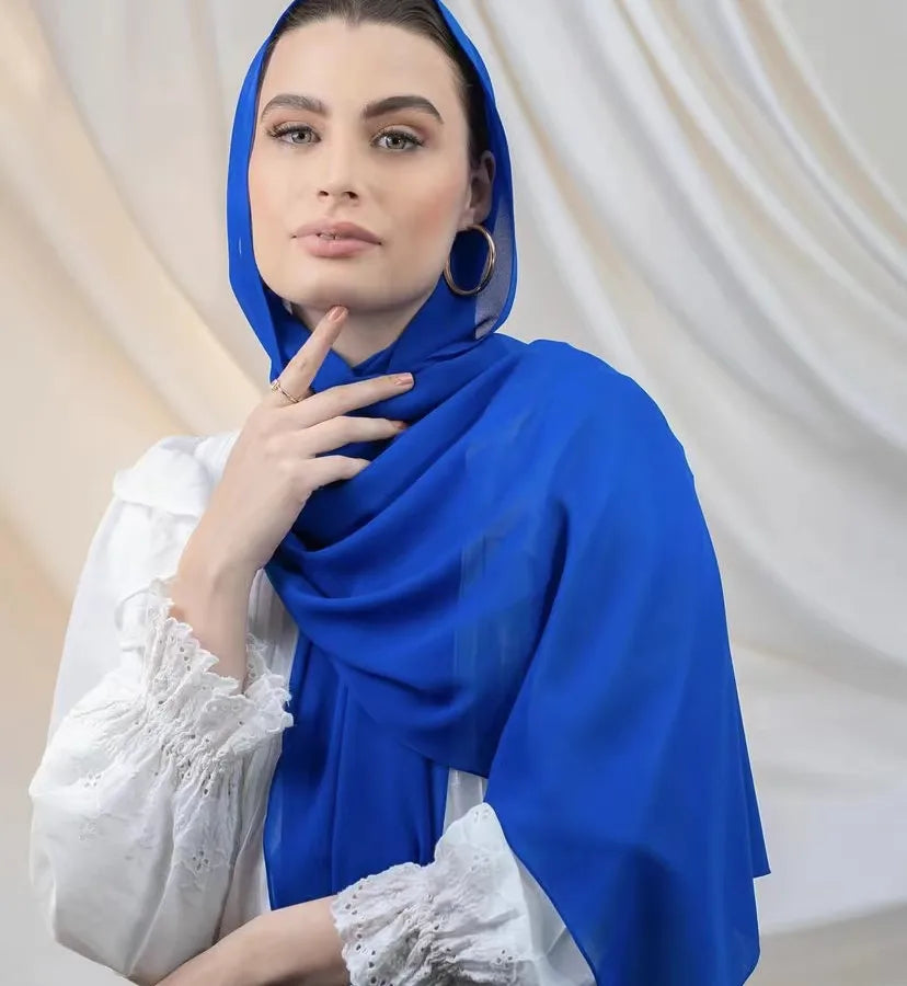 Women's Casual Elegant Simple Style Solid Color Chiffon Printing and Dyeing Hijab