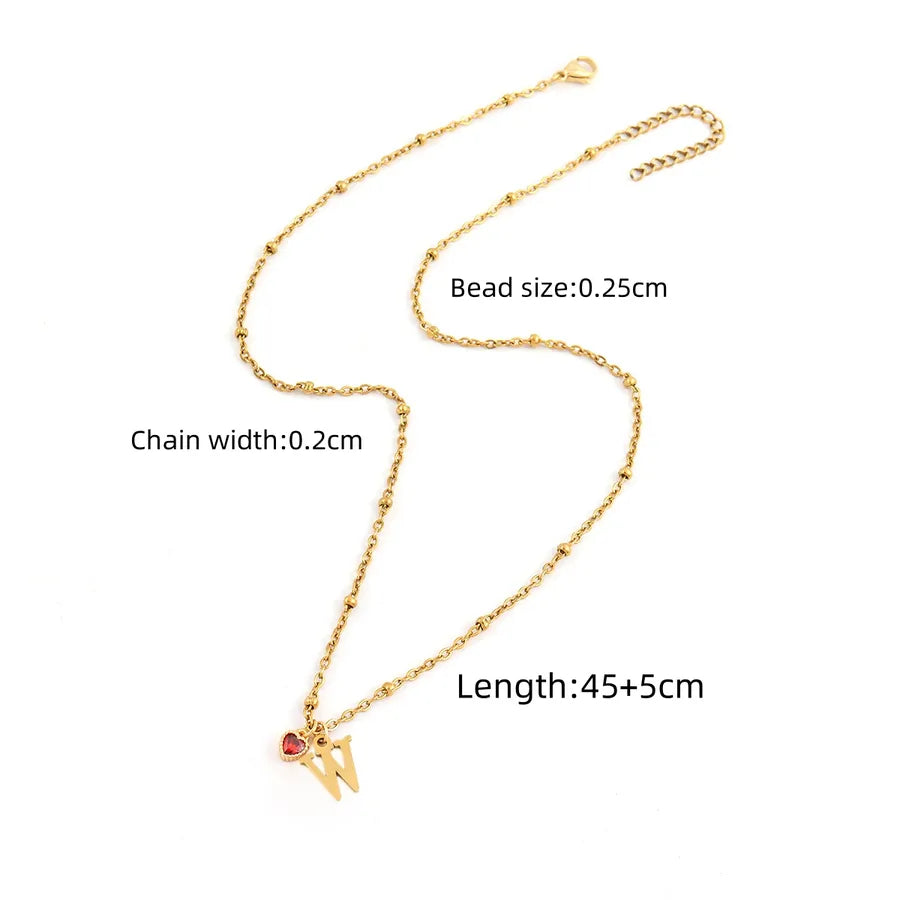Wholesale Jewelry Elegant Simple Style Classic Style Letter Heart Shape 201 Stainless Steel 304 Stainless Steel Artificial Crystal Artificial Crystal Inlay Cross Bead Necklace Pendant Necklace