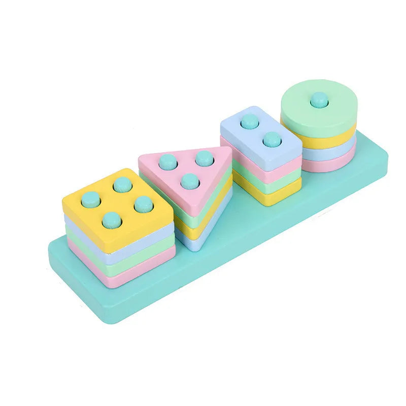 Children's eight-tone harp threading clock rainbow tower four sets of column shape plate twist insect baby educational toys wholesale