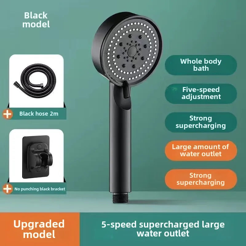 Pressurized Shower Head Shower Set Wholesale Black Samurai Home Bath Handheld Shower Head Bathroom Bracket