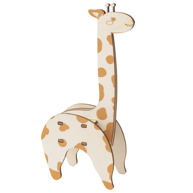 Cute Cartoon Animal Diy Building Blocks Stereo Puzzle Children's Handmade Wooden Assembled Model Stall Toy
