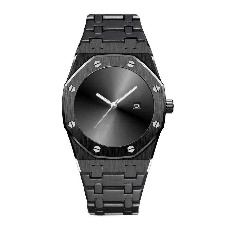 Business Solid Color Butterfly Double Snap Quartz Watch Men's Watches
