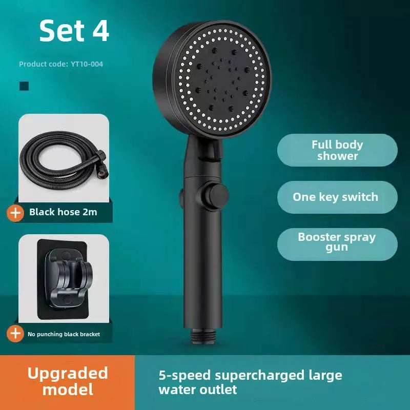 Pressurized Shower Head Shower Set Wholesale Black Samurai Home Bath Handheld Shower Head Bathroom Bracket
